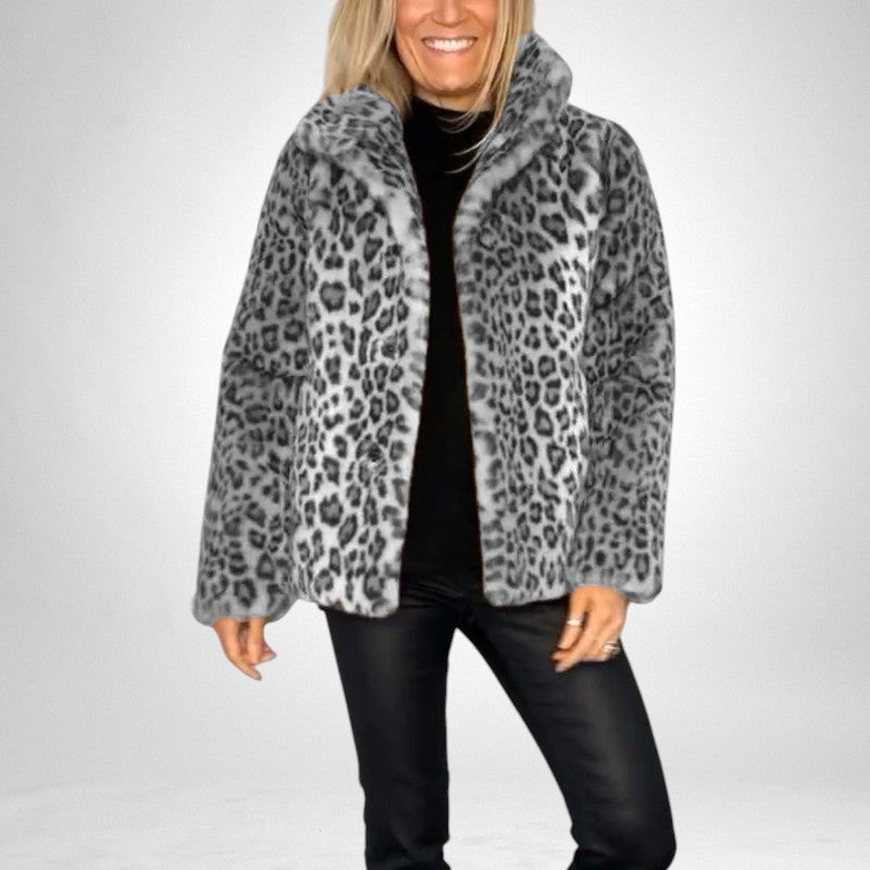 Luipaard print warme zachte winterjas - dames