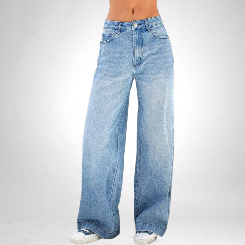 Hight waist jeans met losse pijpen - dames