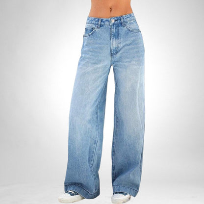 Hight waist jeans met losse pijpen - dames