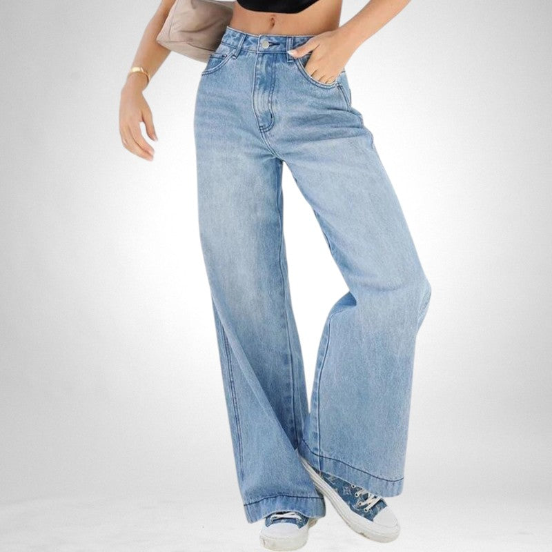 Hight waist jeans met losse pijpen - dames