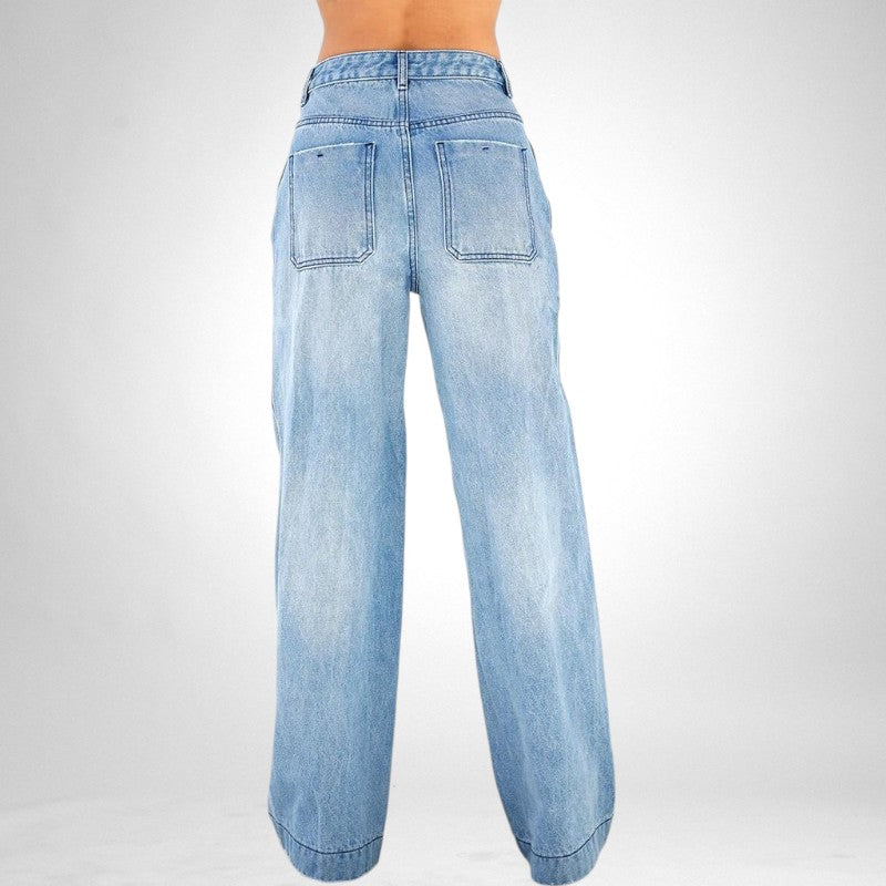 Hight waist jeans met losse pijpen - dames