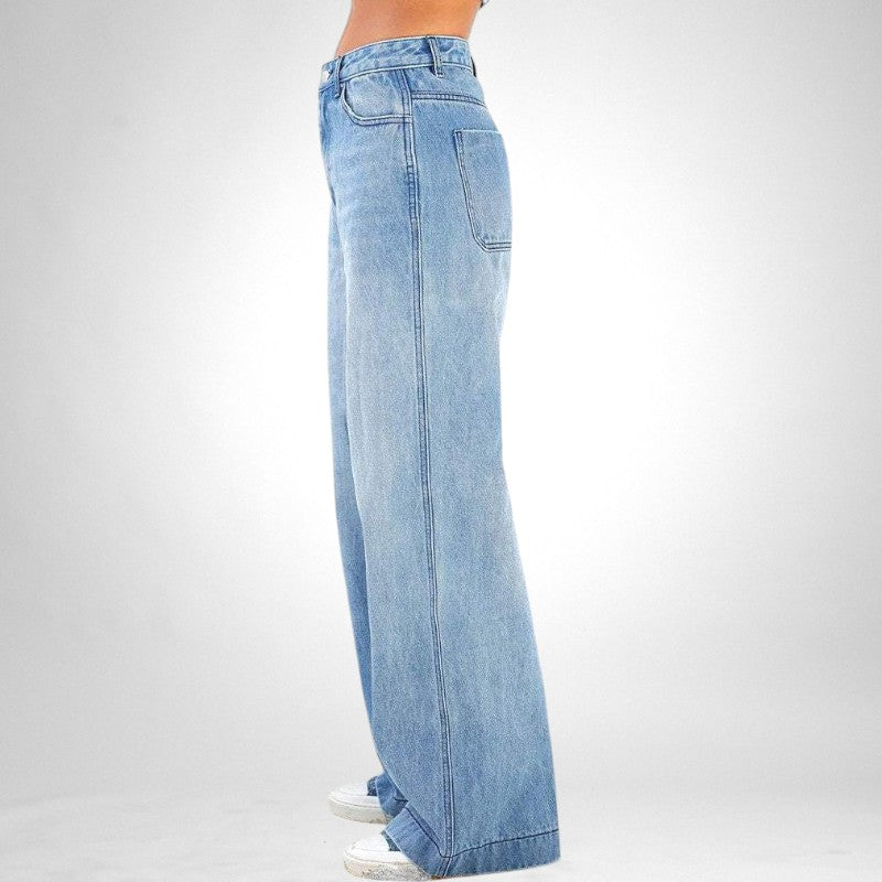 Hight waist jeans met losse pijpen - dames