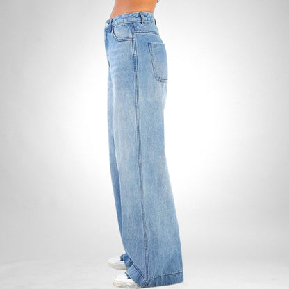 Hight waist jeans met losse pijpen - dames